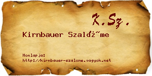 Kirnbauer Szalóme névjegykártya